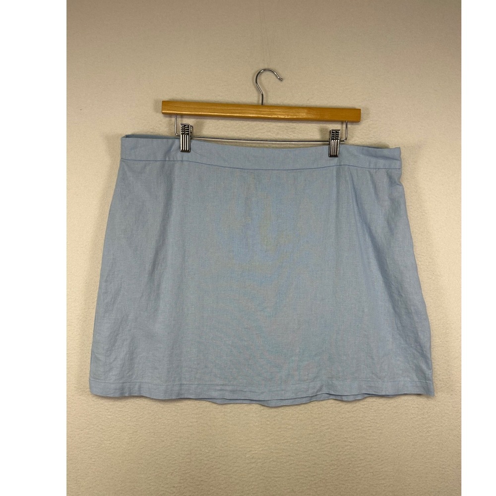 Linen Core Old Navy Womens XL Blue Mini Skirt Elastic Back Coastal‎ Breezy 6569